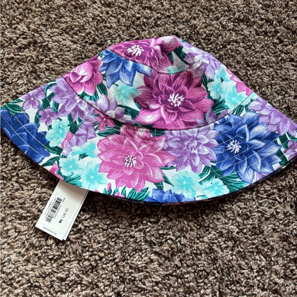Janie and Jack Floral Bucket Hat - Pink, Purple, Blue